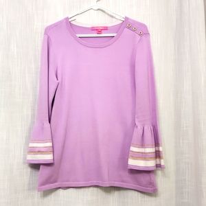 Lilly Pulitzer med sweater with bell sleeves.